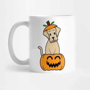 Funny Big Dog is in a pumpkin Mug